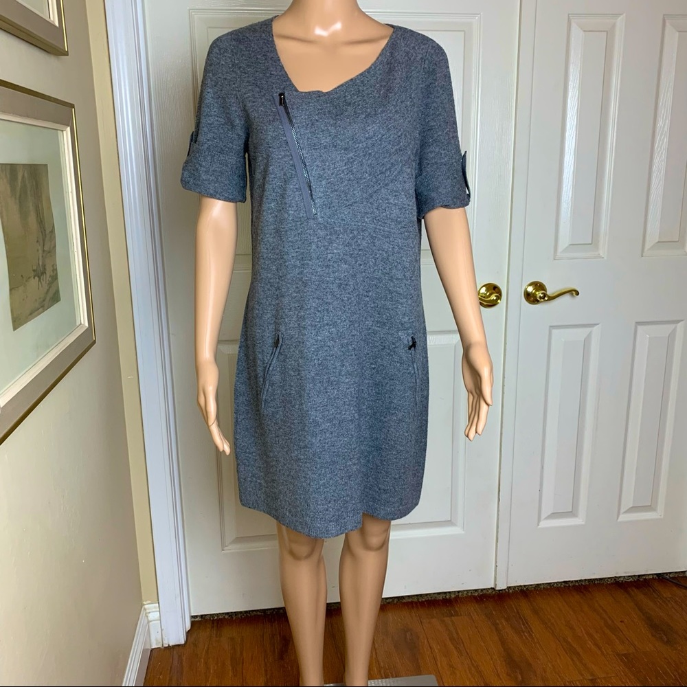 BCBGMaxAzria Asymmetric Zipper Neckline Dress Sz M